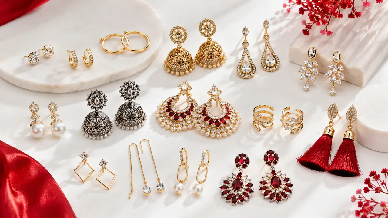 15 best earring styles for girls including studs, hoops, jhumkas and statement earrings